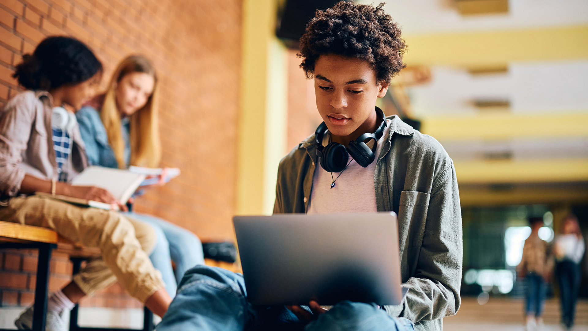 Image of a student looking on a laptop